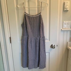 Blue and white dress with lace detail